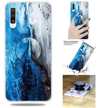 Dark Blue Marble Pop Stand Holder Varnish Phone Cover for Samsung Galaxy A50