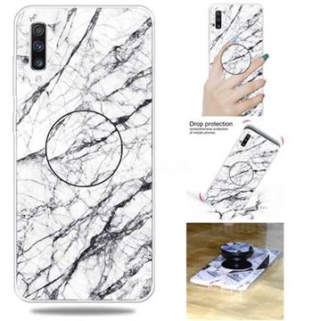 White Marble Pop Stand Holder Varnish Phone Cover for Samsung Galaxy A50