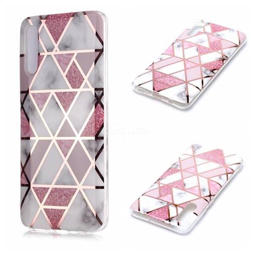 Pink Rhombus Galvanized Rose Gold Marble Phone Back Cover for Samsung Galaxy A50