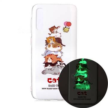 Cute Cat Noctilucent Soft TPU Back Cover for Samsung Galaxy A50
