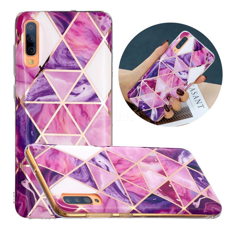 Purple Dream Triangle Painted Marble Electroplating Protective Case for Samsung Galaxy A50