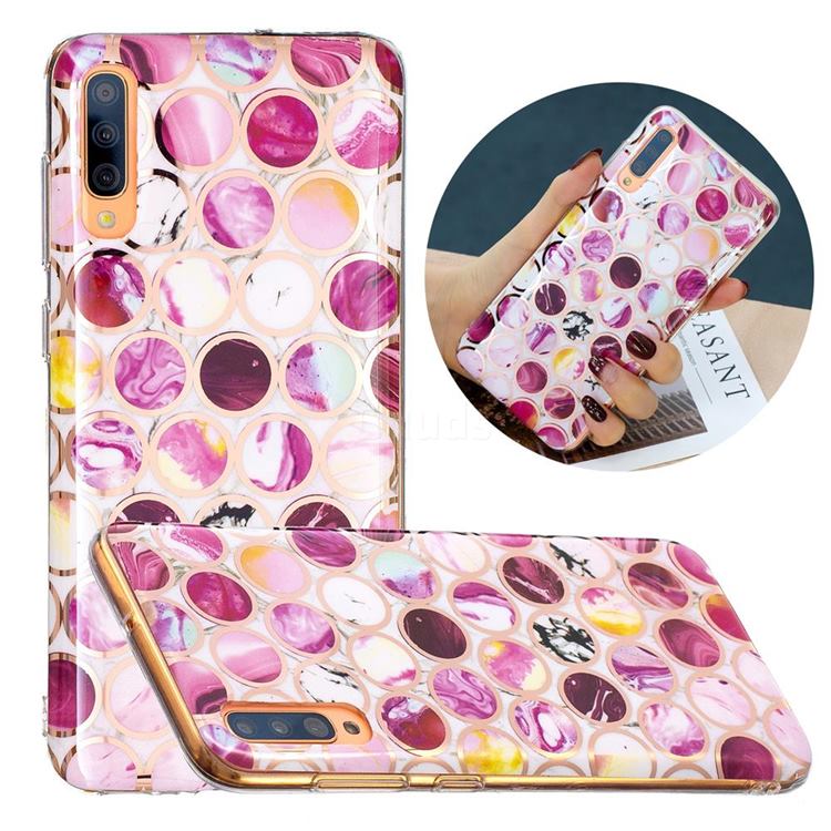 Round Puzzle Painted Marble Electroplating Protective Case for Samsung Galaxy A50