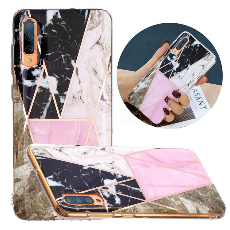 Pink and Black Painted Marble Electroplating Protective Case for Samsung Galaxy A50