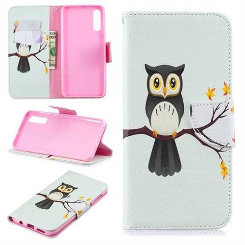 Owl on Tree Leather Wallet Case for Samsung Galaxy A50