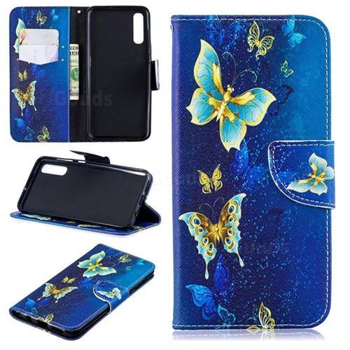 Golden Butterflies Leather Wallet Case for Samsung Galaxy A50