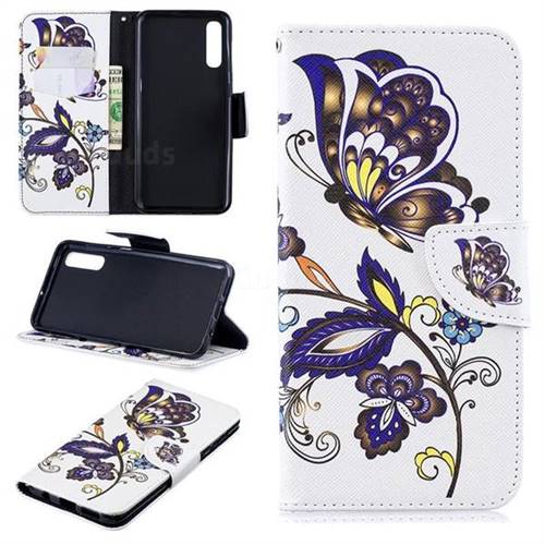 Butterflies and Flowers Leather Wallet Case for Samsung Galaxy A50