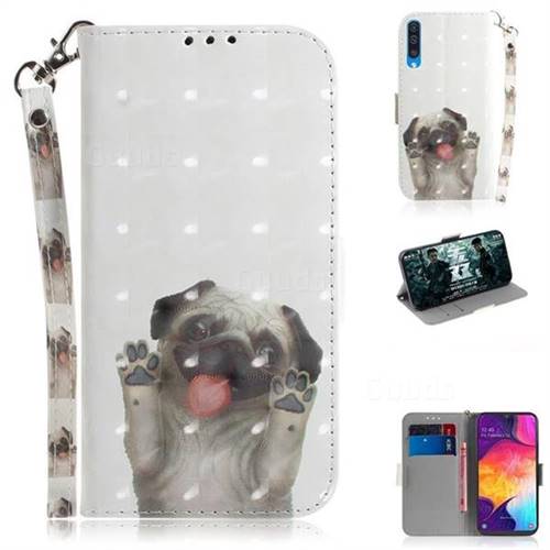 Pug Dog 3D Painted Leather Wallet Phone Case for Samsung Galaxy A50