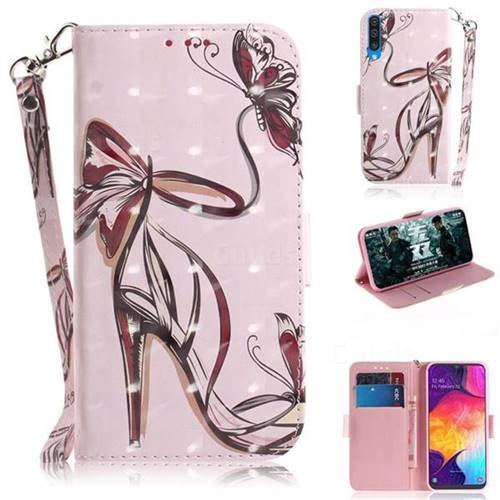 Butterfly High Heels 3D Painted Leather Wallet Phone Case for Samsung Galaxy A50