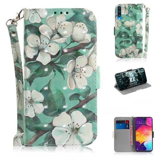 Watercolor Flower 3D Painted Leather Wallet Phone Case for Samsung Galaxy A50