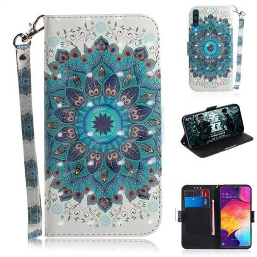 Peacock Mandala 3D Painted Leather Wallet Phone Case for Samsung Galaxy A50