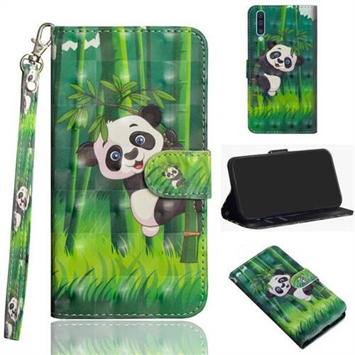 SGA50 6011A 1 Climbing Bamboo Panda 3D Painted Leather Wallet Case for Samsung Galaxy A50
