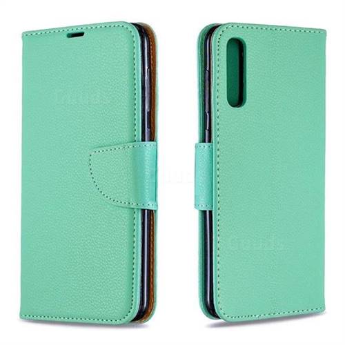 Classic Luxury Litchi Leather Phone Wallet Case for Samsung Galaxy A50 - Green