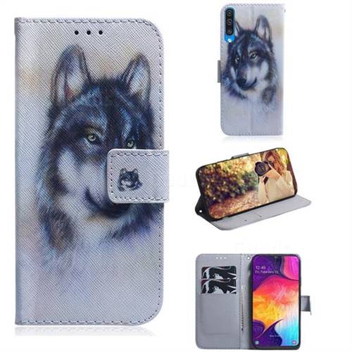 Snow Wolf PU Leather Wallet Case for Samsung Galaxy A50