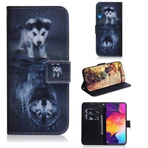 Wolf and Dog PU Leather Wallet Case for Samsung Galaxy A50