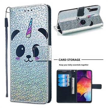 Panda Unicorn Sequins Painted Leather Wallet Case for Samsung Galaxy A50