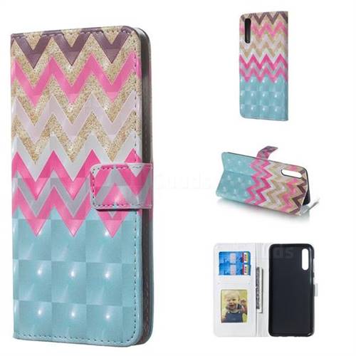 Color Wave 3D Painted Leather Phone Wallet Case for Samsung Galaxy A50
