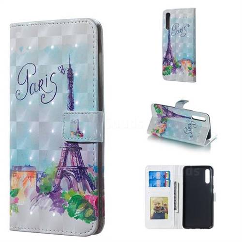 Paris Tower 3D Painted Leather Phone Wallet Case for Samsung Galaxy A50