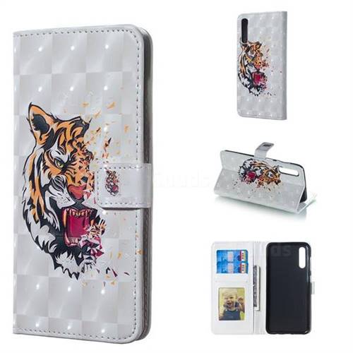 Toothed Tiger 3D Painted Leather Phone Wallet Case for Samsung Galaxy A50