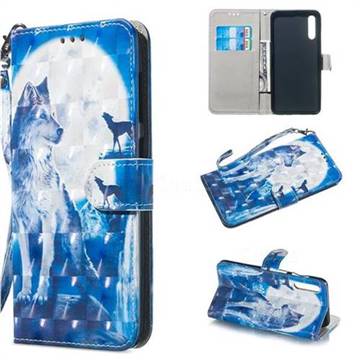Ice Wolf 3D Painted Leather Wallet Phone Case for Samsung Galaxy A50