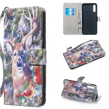 Elk Deer 3D Painted Leather Wallet Phone Case for Samsung Galaxy A50