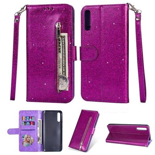 Glitter Shine Leather Zipper Wallet Phone Case for Samsung Galaxy A50 ...