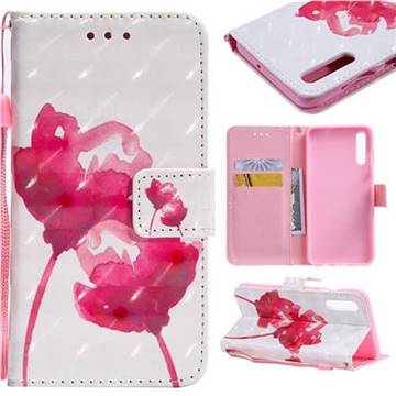Red Rose 3D Painted Leather Wallet Case for Samsung Galaxy A50