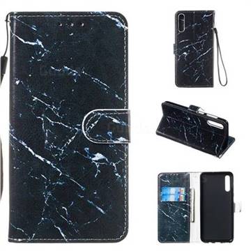 Black Marble Smooth Leather Phone Wallet Case for Samsung Galaxy A50