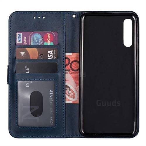 Retro Calfskin Zipper Leather Wallet Case Cover for Samsung Galaxy A50 ...