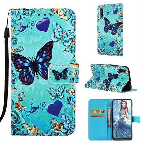 Love Butterfly Matte Leather Wallet Phone Case for Samsung Galaxy A50