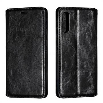Retro Slim Magnetic Crazy Horse PU Leather Wallet Case for Samsung Galaxy A50 - Black