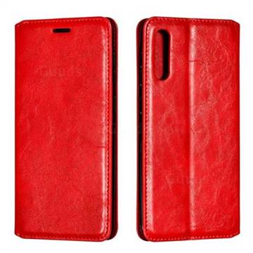 Retro Slim Magnetic Crazy Horse PU Leather Wallet Case for Samsung Galaxy A50 - Red