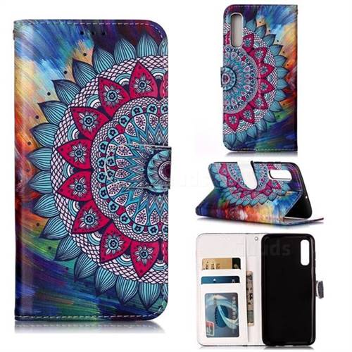 Mandala Flower 3D Relief Oil PU Leather Wallet Case for Samsung Galaxy A50