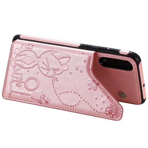 Luxury Bee and Cat Multifunction Magnetic Card Slots Stand Leather