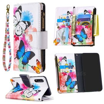 Vivid Flying Butterflies Binfen Color BF03 Retro Zipper Leather Wallet Phone Case for Samsung Galaxy A50