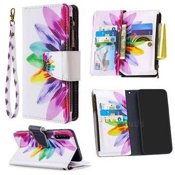 Seven-color Flowers Binfen Color BF03 Retro Zipper Leather Wallet Phone Case for Samsung Galaxy A50