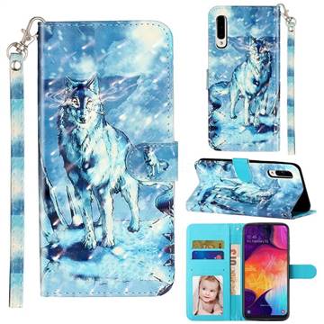 Snow Wolf 3D Leather Phone Holster Wallet Case for Samsung Galaxy A50