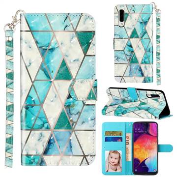Stitching Marble 3D Leather Phone Holster Wallet Case for Samsung Galaxy A50