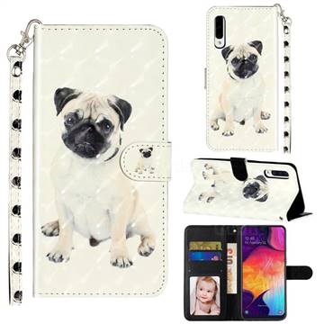 Pug Dog 3D Leather Phone Holster Wallet Case for Samsung Galaxy A50