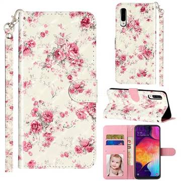 Rambler Rose Flower 3D Leather Phone Holster Wallet Case for Samsung Galaxy A50