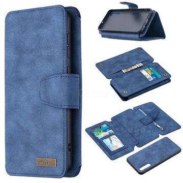 Binfen Color BF07 Frosted Zipper Bag Multifunction Leather Phone Wallet for Samsung Galaxy A50 - Blue