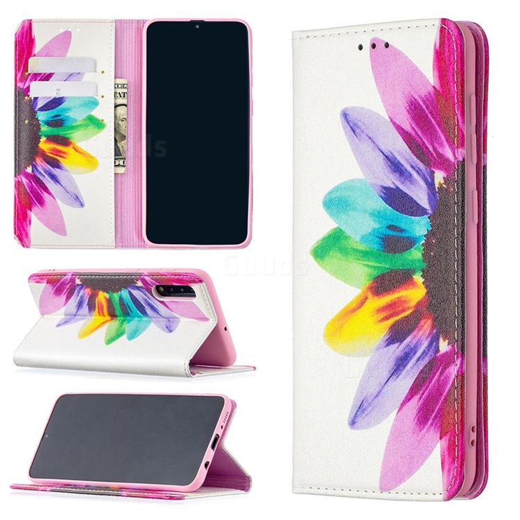 Sun Flower Slim Magnetic Attraction Wallet Flip Cover for Samsung Galaxy A50
