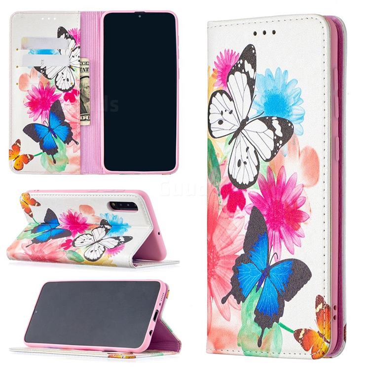 Flying Butterflies Slim Magnetic Attraction Wallet Flip Cover for Samsung Galaxy A50