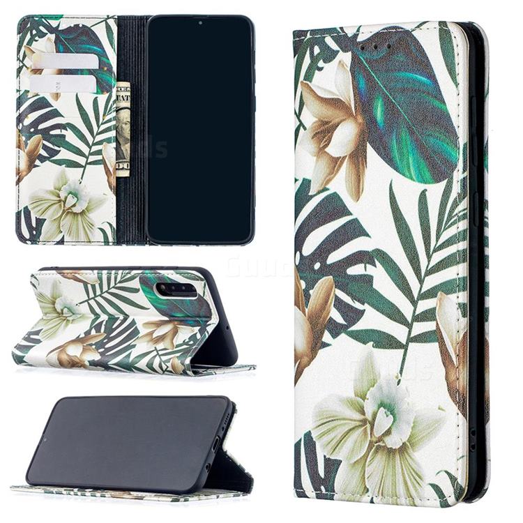 Flower Leaf Slim Magnetic Attraction Wallet Flip Cover for Samsung Galaxy A50
