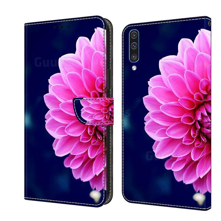 Pink Petals Crystal PU Leather Protective Wallet Case Cover for Samsung Galaxy A50