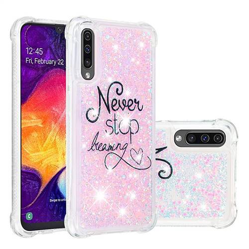 Never Stop Dreaming Dynamic Liquid Glitter Sand Quicksand Star TPU Case for Samsung Galaxy A50s
