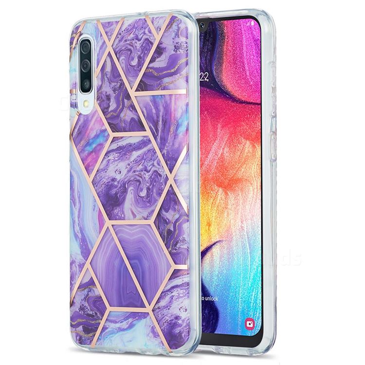 Purple Gagic Marble Pattern Galvanized Electroplating Protective Case Cover for Samsung Galaxy A50s