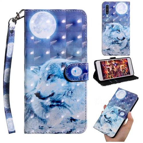 Moon Wolf 3D Painted Leather Wallet Case for Samsung Galaxy A50s