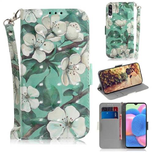 Watercolor Flower 3D Painted Leather Wallet Phone Case for Samsung Galaxy A50s