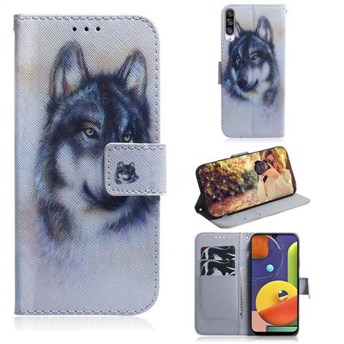 Snow Wolf PU Leather Wallet Case for Samsung Galaxy A50s