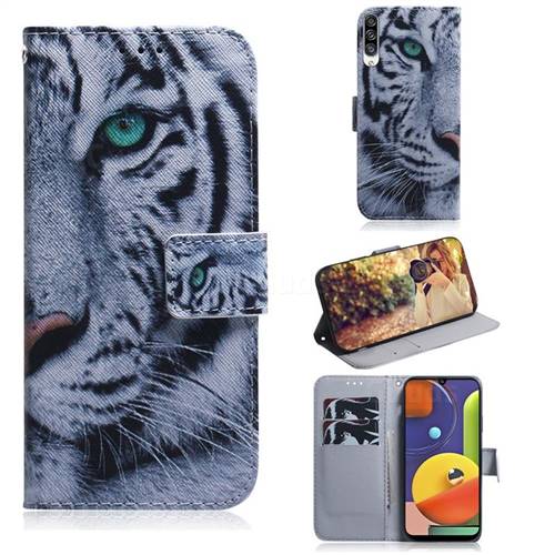 White Tiger PU Leather Wallet Case for Samsung Galaxy A50s